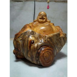 工藝自家工廠崖柏老料和氣生財彌勒佛虎皮紋理油性奇佳擺件工藝品圖片大全 郵樂官方網(wǎng)站