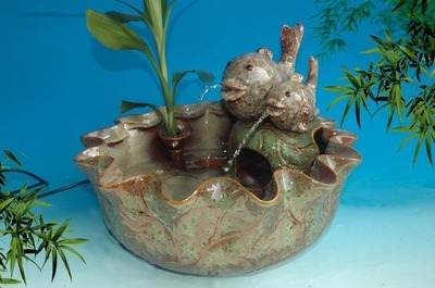 【廠家直銷加濕器 陶瓷擺件 陶瓷流水器 蓮花缸立魚流水 09002】價格,廠家,圖片,陶瓷工藝品,德化縣瓷家有道工藝廠-