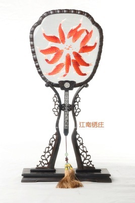 【蘇繡成品純手工雙面刺繡精品 裝飾禮品擺件宮扇 十二魚圖】價格,廠家,圖片,布藝工藝品,蘇州瑞和泰刺繡-