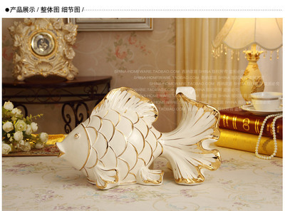 【廠家直銷 高檔玉瓷工藝擺件 富貴鯉魚 喬遷禮品 HB036-41G】價格,廠家,圖片,陶瓷工藝品,章衛標-