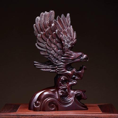 黑檀木雕老鷹擺件實木雄鷹展翅招財工藝品店鋪辦公室裝飾開業禮品