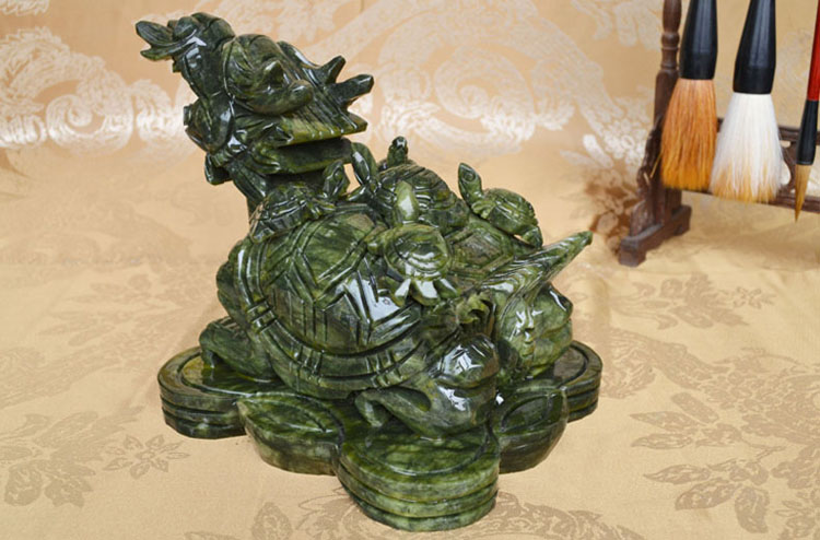 美邁達 南玉石龍龜擺件石頭工藝品家居辦公室擺件家居裝飾禮物 大號