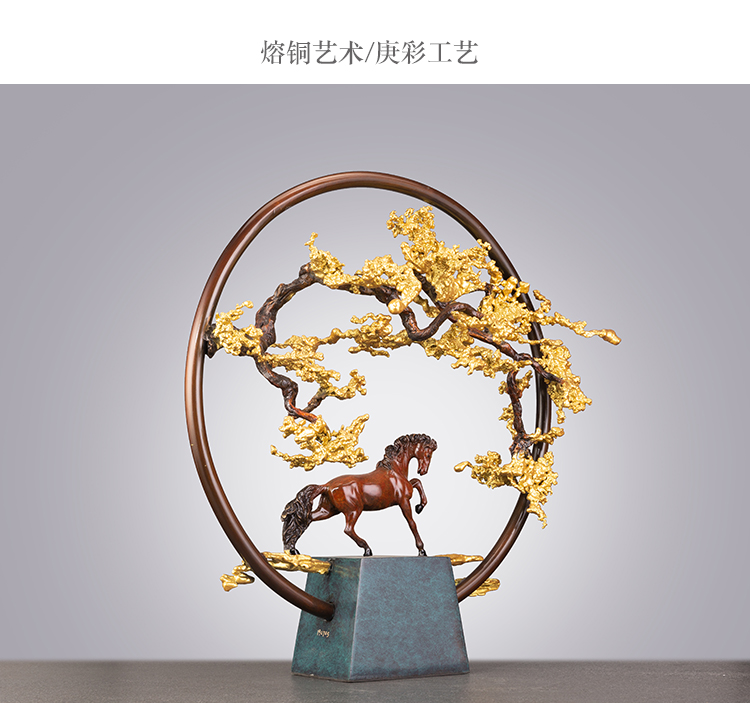 ZBR/浙江工藝美術(shù)大師 朱軍岷 松壽吉祥系列 非遺家居銅擺件工藝品獨一件