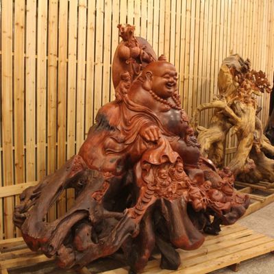 巨型根雕 大型木雕 工藝品禮品 花梨巨型木九子彌勒佛像雕刻擺件